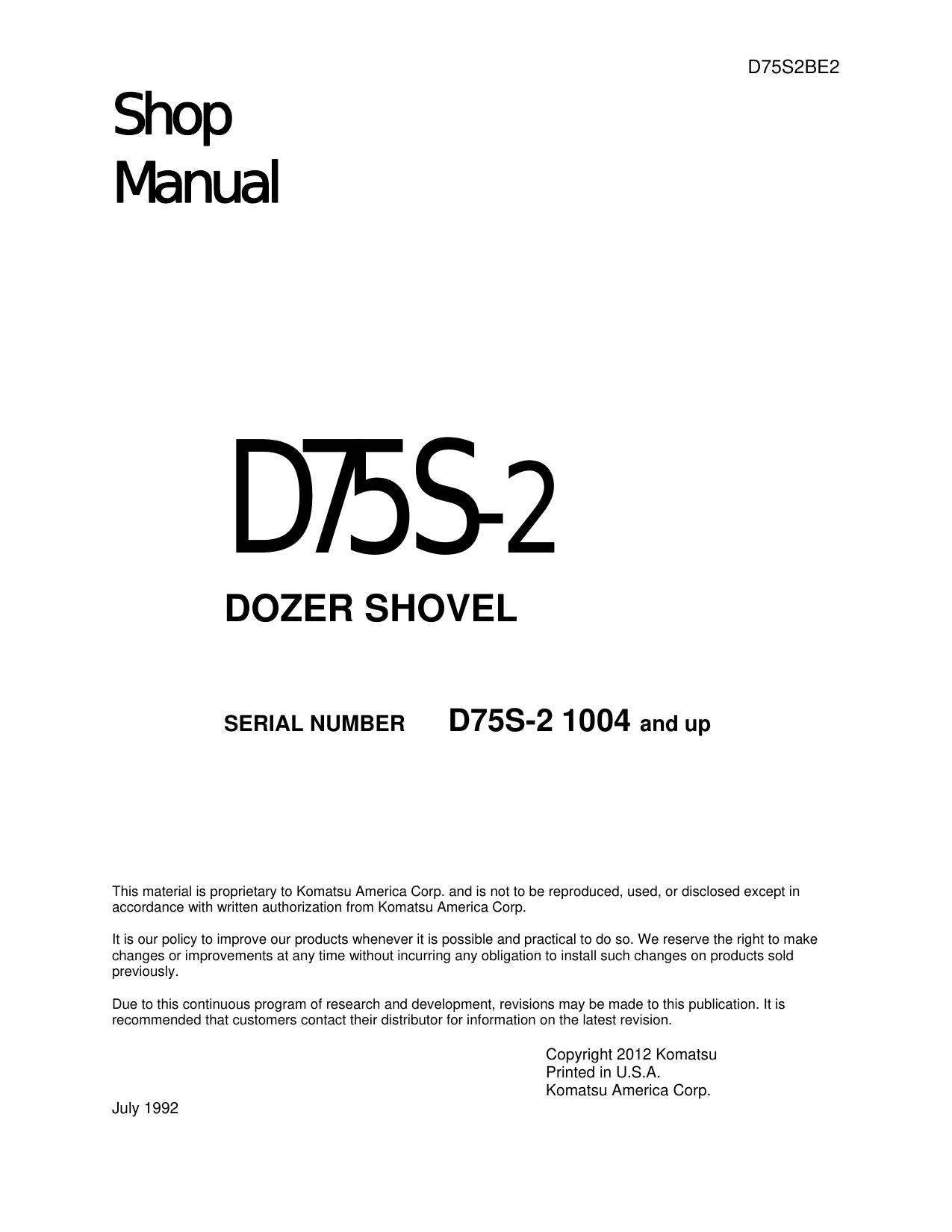 D75S-2 Shop Manual